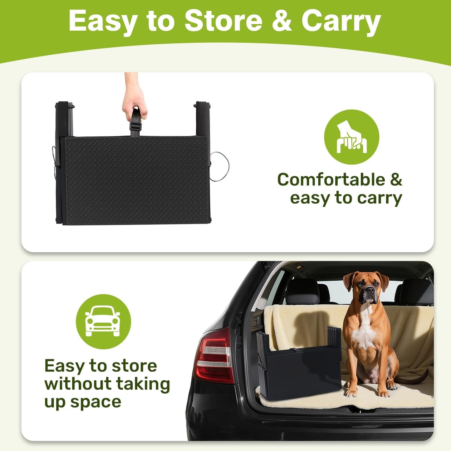 Foldable Dog Car Steps - Upgraded Non-Slip Pet Stairs for Large Dogs, Portable Metal Frame Dog Ramps for High SUV, Truck and Cars, Lightweight Pet Ladder with High Load-Bearing Capacity (6 Steps)