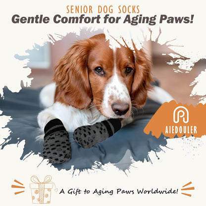 Anti Slip Dog Socks to Prevent Licking Paws, Dog Shoes for Hot/Cold Pavement, Dog Boots on Hardwood Floors, Traction Control Dog Booties & Paw Protectors for Small Medium Large Senior Dogs