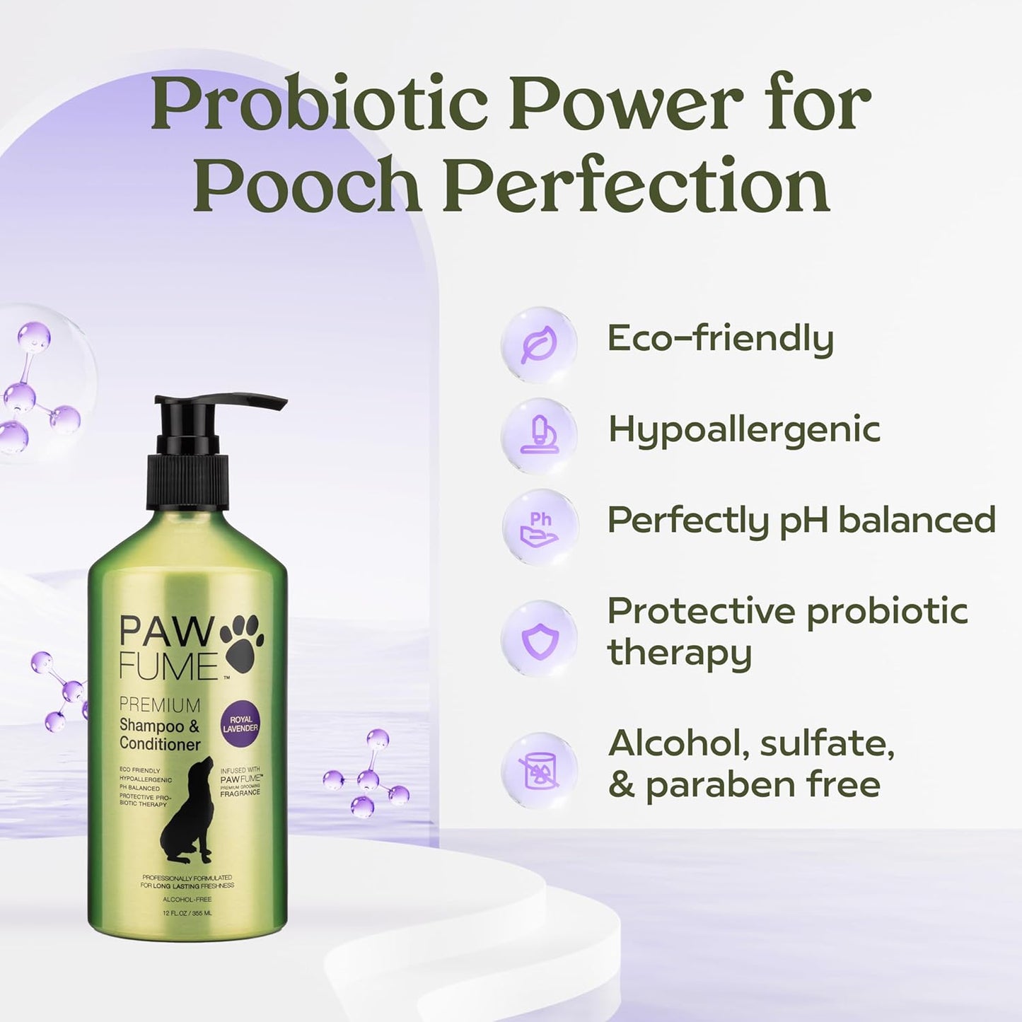 PAWFUME Deshedding Dog Shampoo and Conditioner, Show Dog, 1-Pack – Nourish & Detangle for Silky Soft Coat – Probiotic, Deep-Cleaning, pH-Balanced Formula – Salon-Quality Shampoo for Dogs
