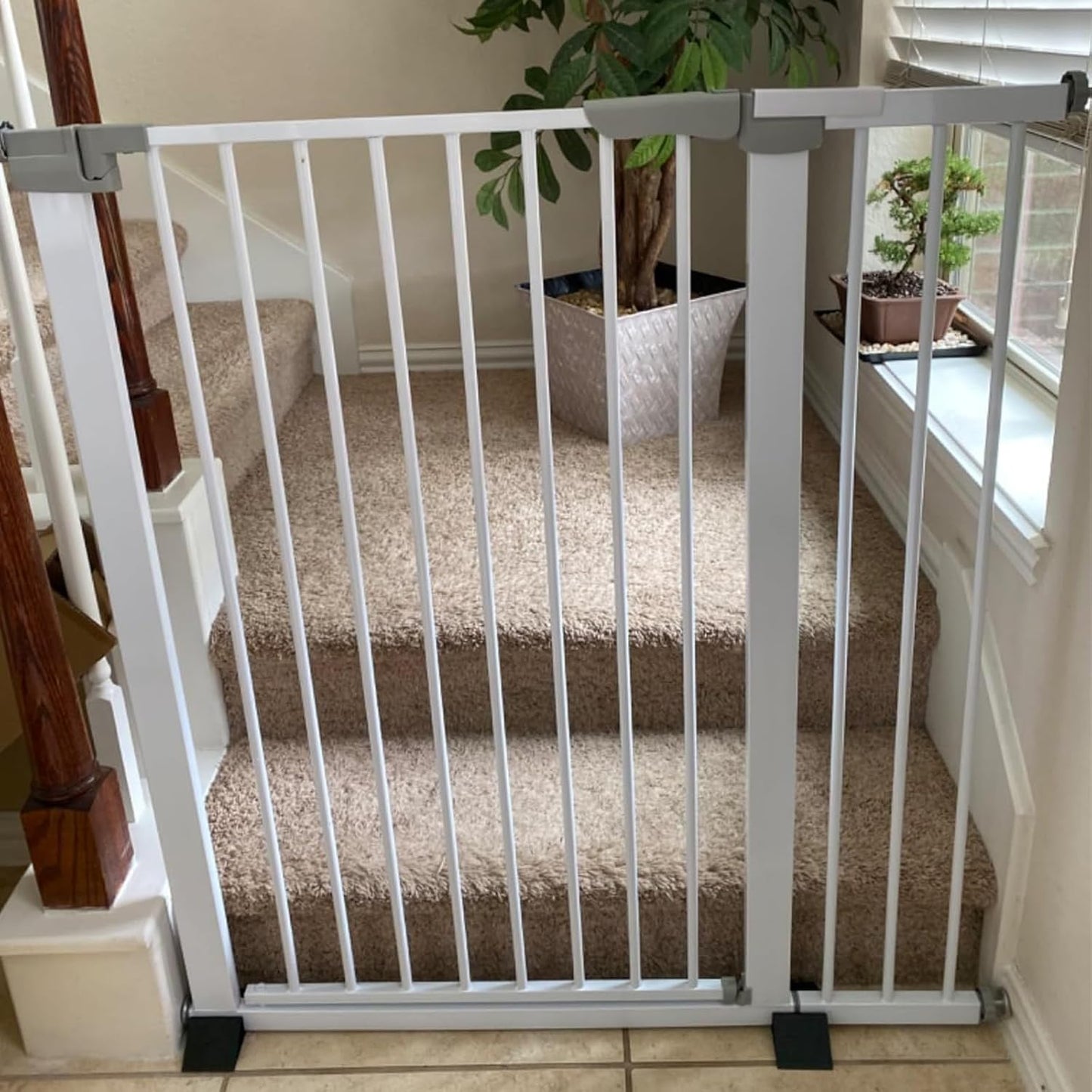 41 Inch Tall Baby Gate Auto Close Dog Gate Adjustable 29.92"-57.48" Wide Pressure Mounted Walk Through Swing Pet Gate for Doorways (White, 29.92"-57.48" Wide)