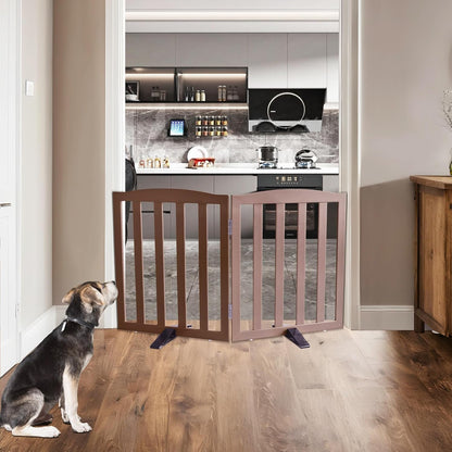 ZJSF Foldable Freestanding Indoor Dog Gate for House Wood White Long Pet Gates Dog Fence for Stairs Puppy Gates for Hallways,Pet Fence, Puppy Gate,Support Feet Included 24 "Height-3 Panels