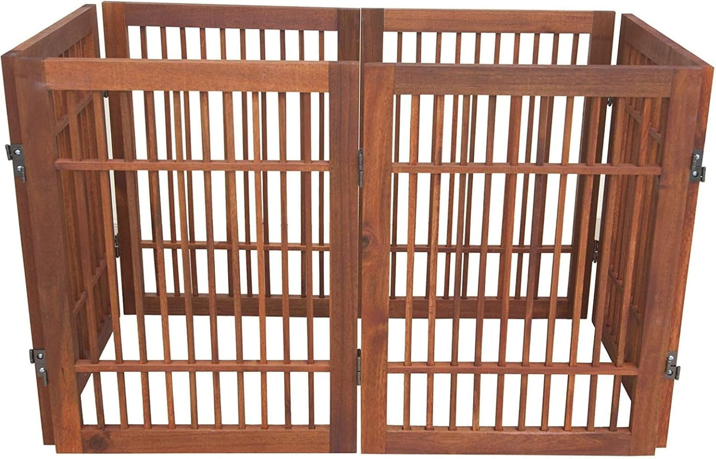 Urnporium Freestanding Wooden Dog Gate for Doorways – Foldable Acacia Wood Pet Gate, No Drill Portable Indoor/Outdoor Puppy Fence Barrier (White Pet Gate, 3 Panel 24" Tall)