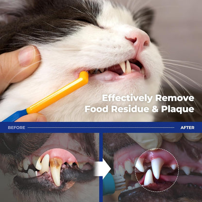 PETHROOM] Pet Toothbrush - Cats, Kitten, Small Dog Dental Care, Removing Teeth Tartar | Soft Bristle Cleaning Toothbrush Cat (Extra Small)