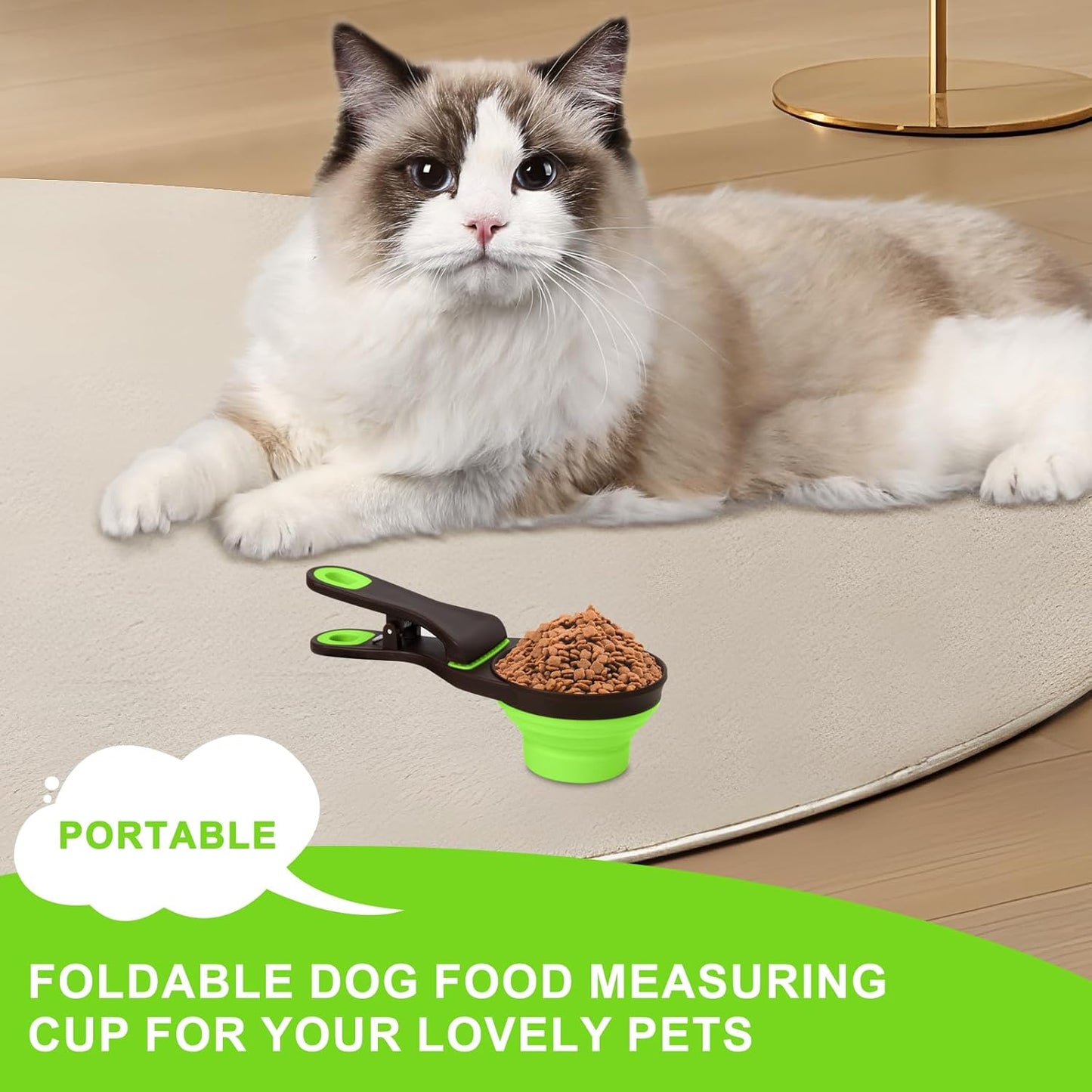 Collapsible Silicone Dog Food Scoop Foldable Pet Food Measuring Cup with Bag Clip 3 in 1 Multi-Function Silicone Dog Food Scooper (Rose Red, Medium)