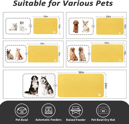 HotLive Dog Food Mat - Absorbent Cat Mat for Food and Water, No Stains Pet Feeding Bowl Mat, Easy to Clean Pet Placemats, Quick Dry Dog Water Dispenser Mat for Messy Drinkers | Paw Dark Grey 12"x 19"