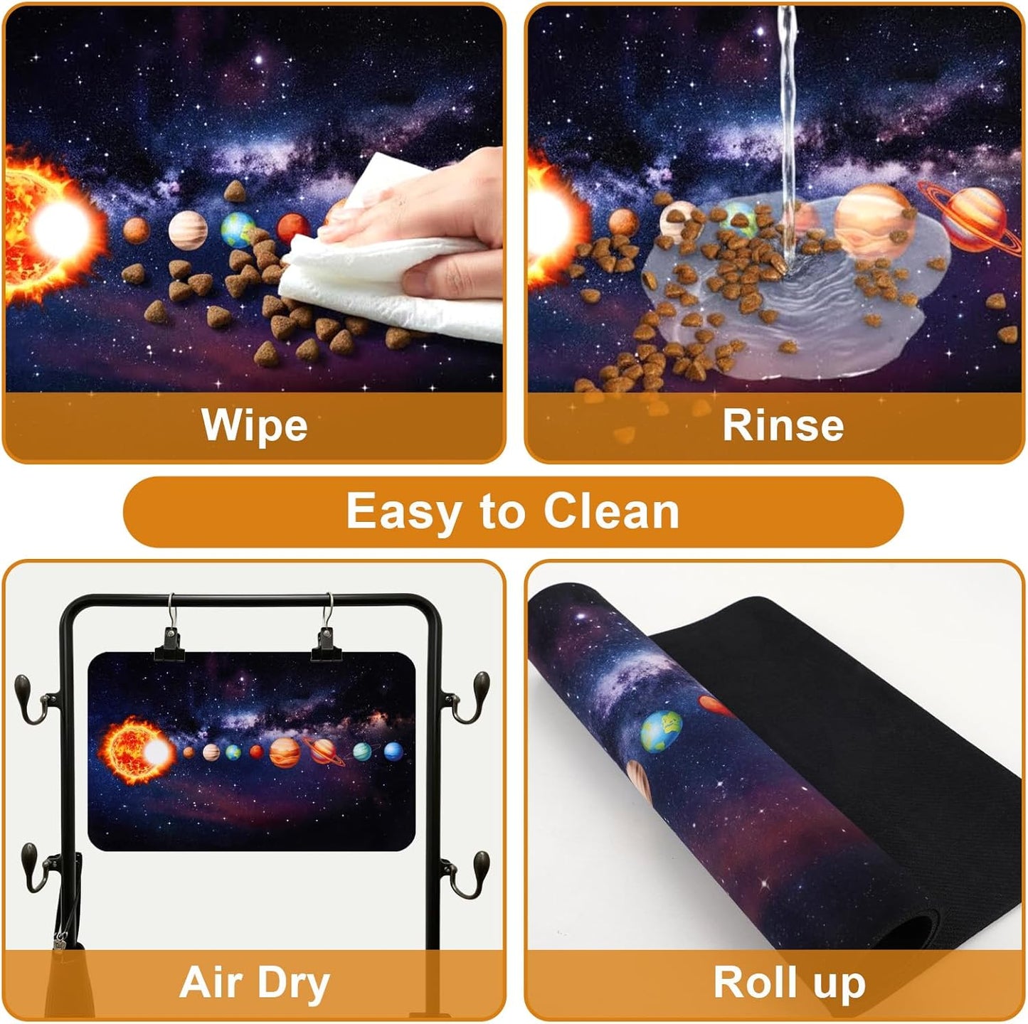 Dog Food Mats for Floors Waterproof Mat for Cat Food and Water Bowls - Absorbent Quick Dry Non Slip Mat for Pet Feeding