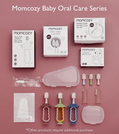 Momcozy Silicone Finger Toothbrush for Baby, Baby Finger Toothbrush for Training Teething, Infant Oral Cleaner, 2 Pcs Silicone Toothbrush