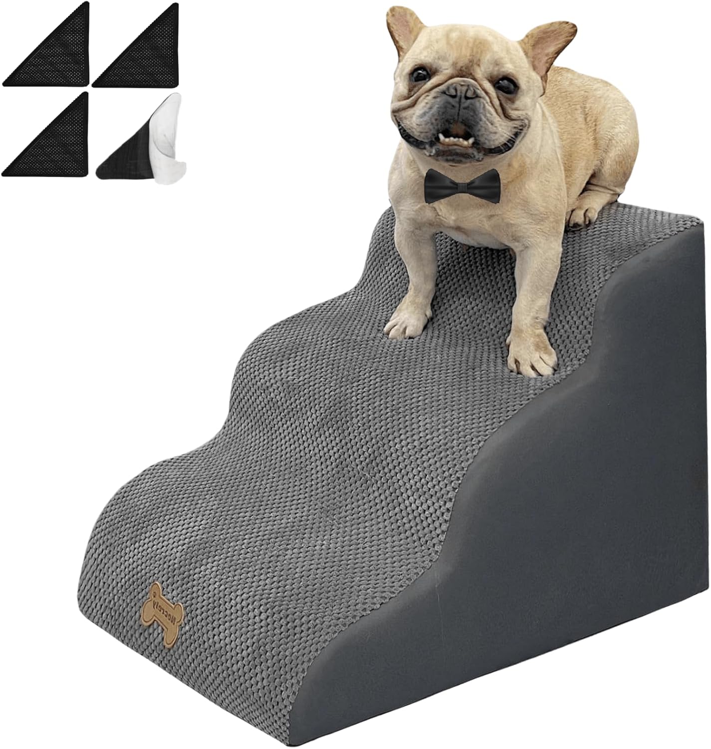 Necrely 4-Step Dog Stairs for High Beds 18-24 Inch Pet Steps 2 3 4 5 Tier Ladder Non-Slip Sturdy Ramp Small Medium Large Dog Steps to Couch Bed Old Dogs Balanced Pet Stairs for Getting on Bed