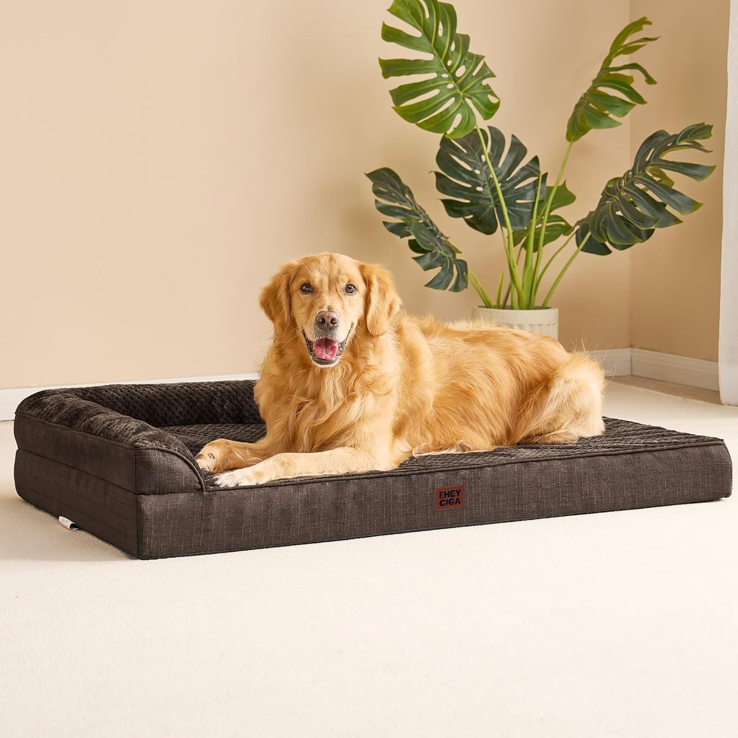 EHEYCIGA Orthopedic Dog Bed Medium Size Dogs, Memory Foam Dog Bed with Washable Removable Cover, Waterproof Pet Sofa Couch for Crate with Nonskid Bottom, 30x20x6, Grey