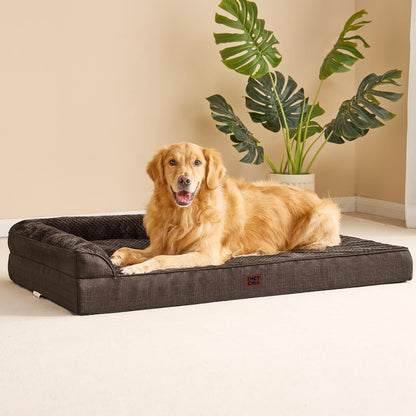 EHEYCIGA Orthopedic Dog Bed Medium Size Dogs, Memory Foam Dog Bed with Washable Removable Cover, Waterproof Pet Sofa Couch for Crate with Nonskid Bottom, 30x20x6, Grey