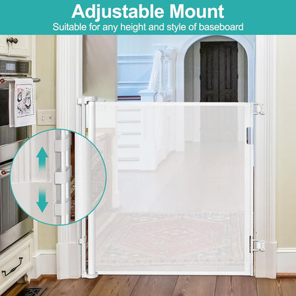 42 Inch Extra Tall Dog Gate Indoor 55” Wide Puppy Gates for The House Prevent Kids/Pets from Jumping Over Retractable Extra Tall Baby Gates for Doorways Retractable Outdoor Pet Gate for Stairs, Black