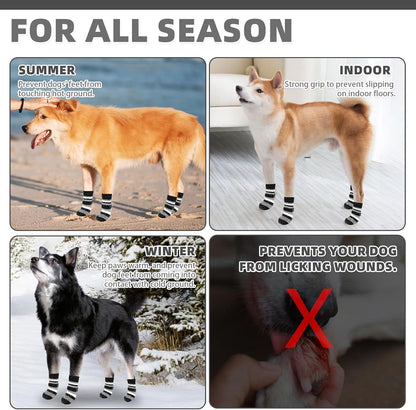 KOOLTAIL Dog Socks Shoes for Hot Pavement to Prevent Licking Paws, Winter Dog Boots&Paw Protector for Hardwood Floors Anti Slip,Traction Control Grip Booties for Small Medium Large Senior Dogs,Black M