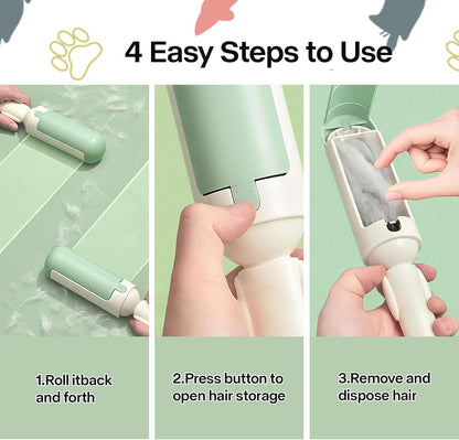 PAKEWAY 2 Pack Pet Hair Remover for Couch & Carpet, Reusable Lint Roller with Self-Cleaning Base, Dog & Cat Fur Remover, Portable Hair Removal Tool