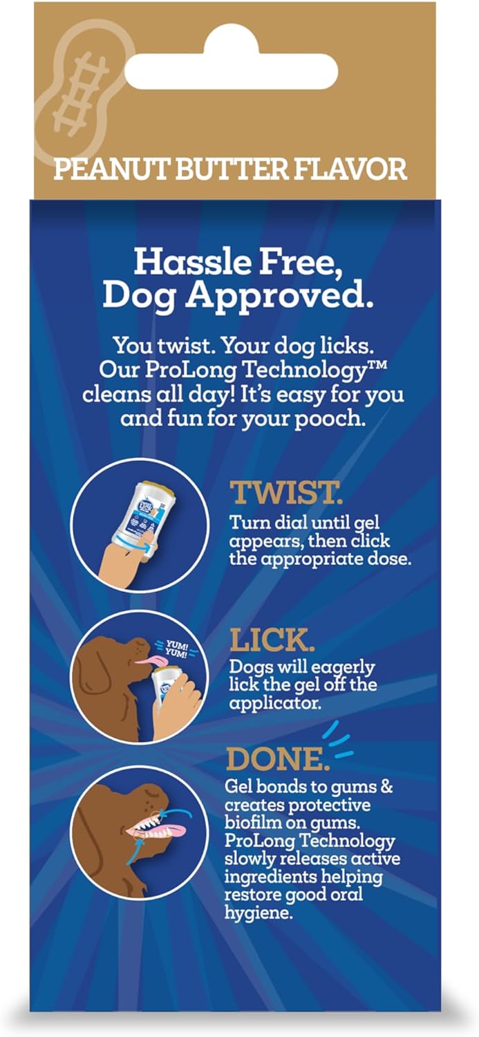 Twist + Lick Dental Gel for Dogs, Cleans Teeth and Freshens Breath for 24 Hours, Chicken Flavor, 2 oz, 30 Day Supply