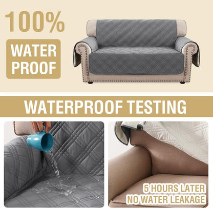 H.VERSAILTEX 100% Waterproof Slipcovers for Couches and Sofas Modern Pet Couch Cover Thick Soft Furniture Protector with Elastic Straps(Sofa, Lily Pad/Beige)