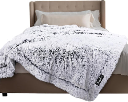 Luciphia Large Waterproof Dog Blanket for Pet Washable Liquid Proof Bed Intimacy Protection Shaggy Plush Calming Long Faux Fur Couch Cover Calming Cat Throw Blankets, Mist Grey, 50" x 60"