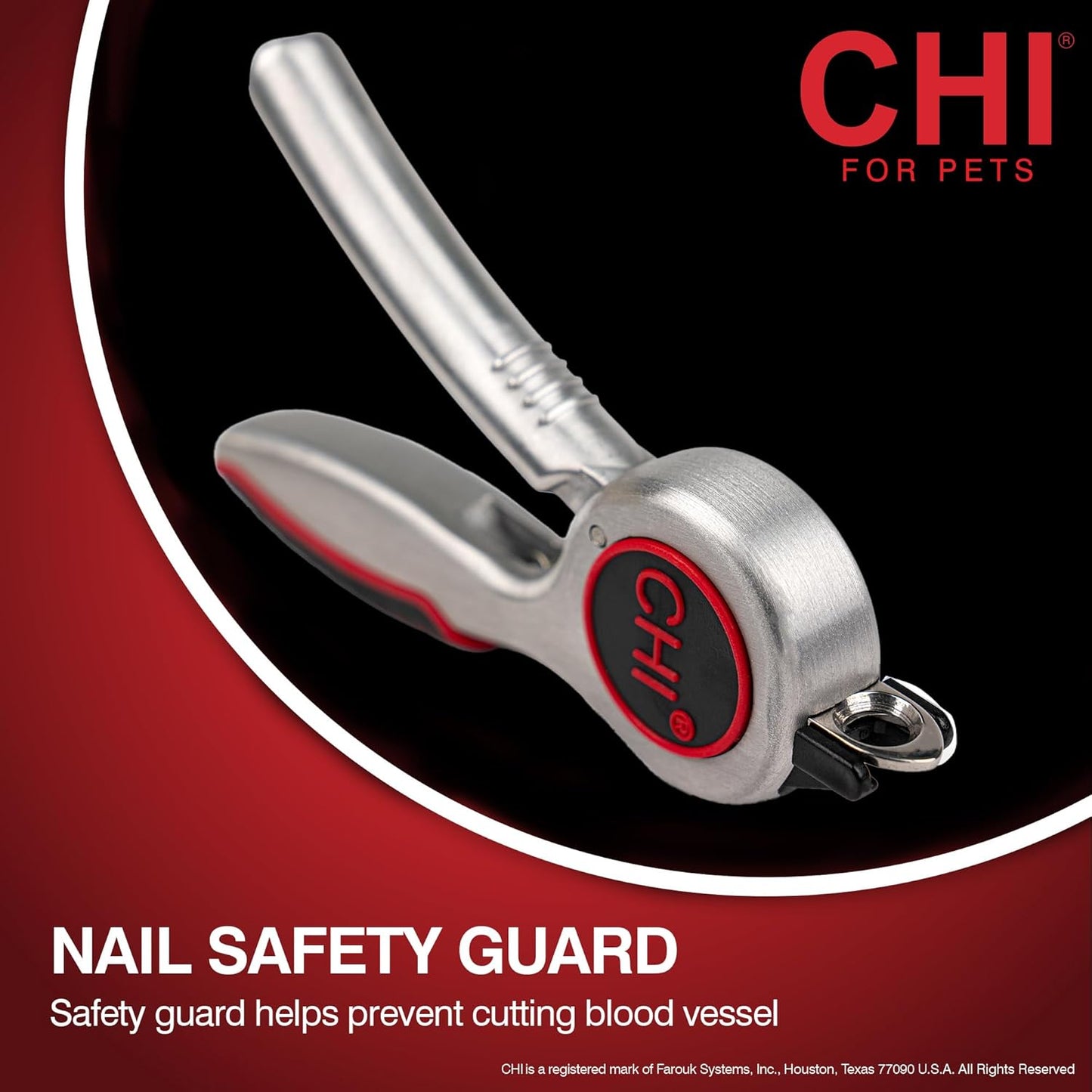 CHI for Dogs Nail Clipper for Large Breeds - Stainless Steel Dog Nail Trimmer with Safety Guard and Non-Slip Ergonomic Handle for Controlled Trimming of Thick Nails, Standard Nail Clipper, Large