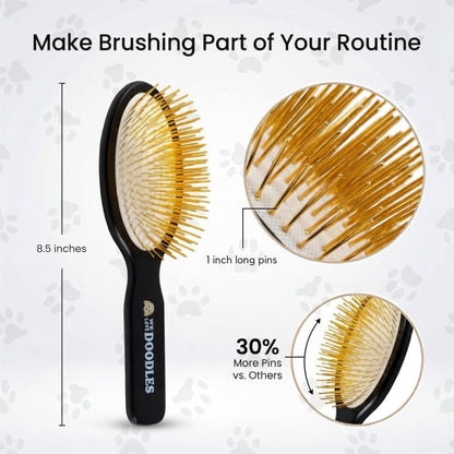 We Love Doodles Pin Brush for Dogs, Pet Grooming Detangler Pin Dog Brush, Dog Brush for Shedding and Removing Loose Fur, Lightweight Beech Wood (Silver Pins)