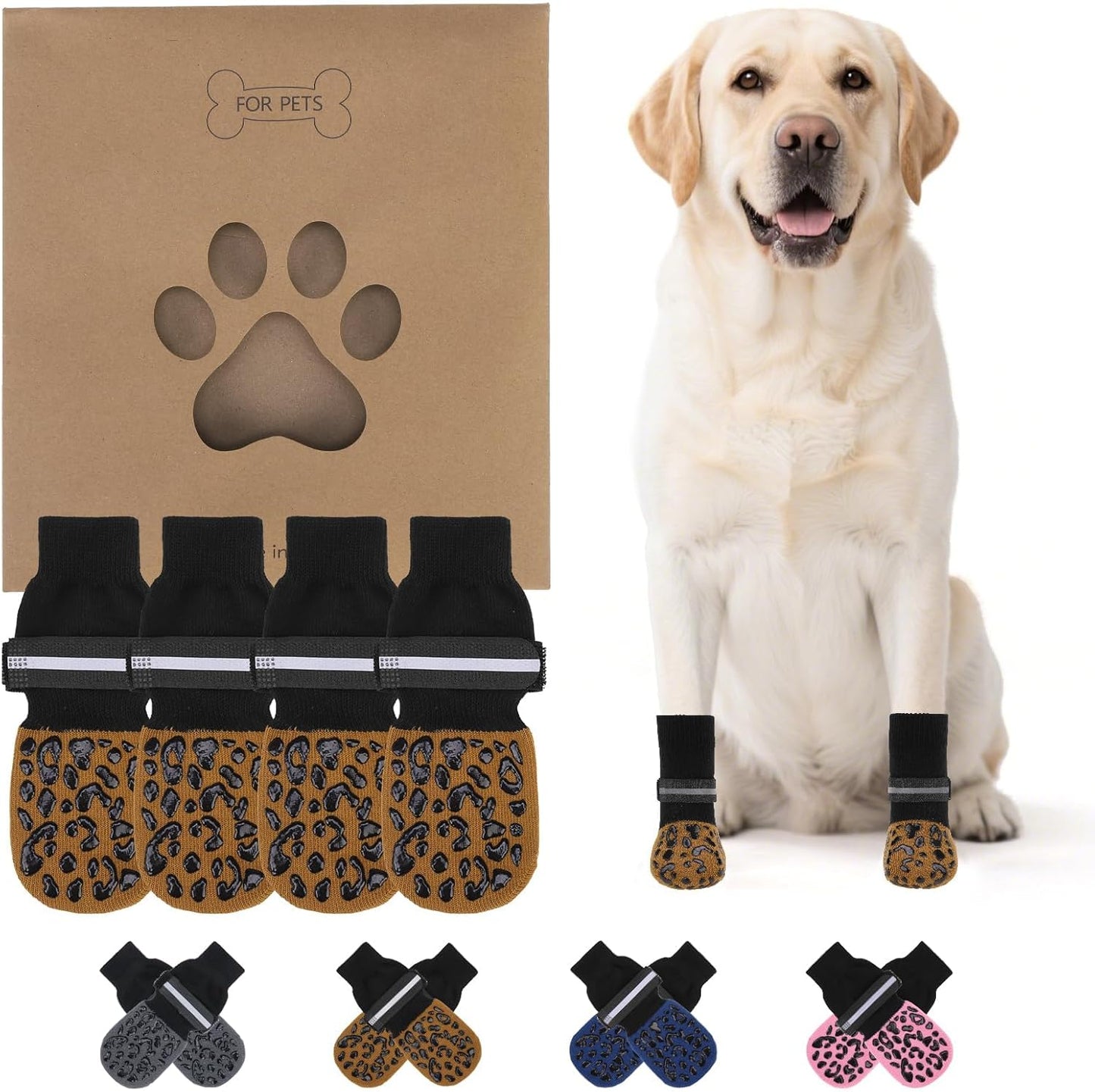 KOOLTAIL Dog Socks Shoes for Hot Pavement to Prevent Licking Paws, Winter Dog Boots&Paw Protector for Hardwood Floors Anti Slip,Traction Control Grip Booties for Small Medium Large Senior Dogs,Black M