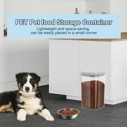 6 lbs Airtight Dog Cat Food Storage Container and Dog Treat Containers BPA-Free, PET Clear Stackable Pet Storage Bin, 1-Cup Scoop, 1-Sponge cleaning brush, Pop Top, With handle, Easy Mobility-Medium