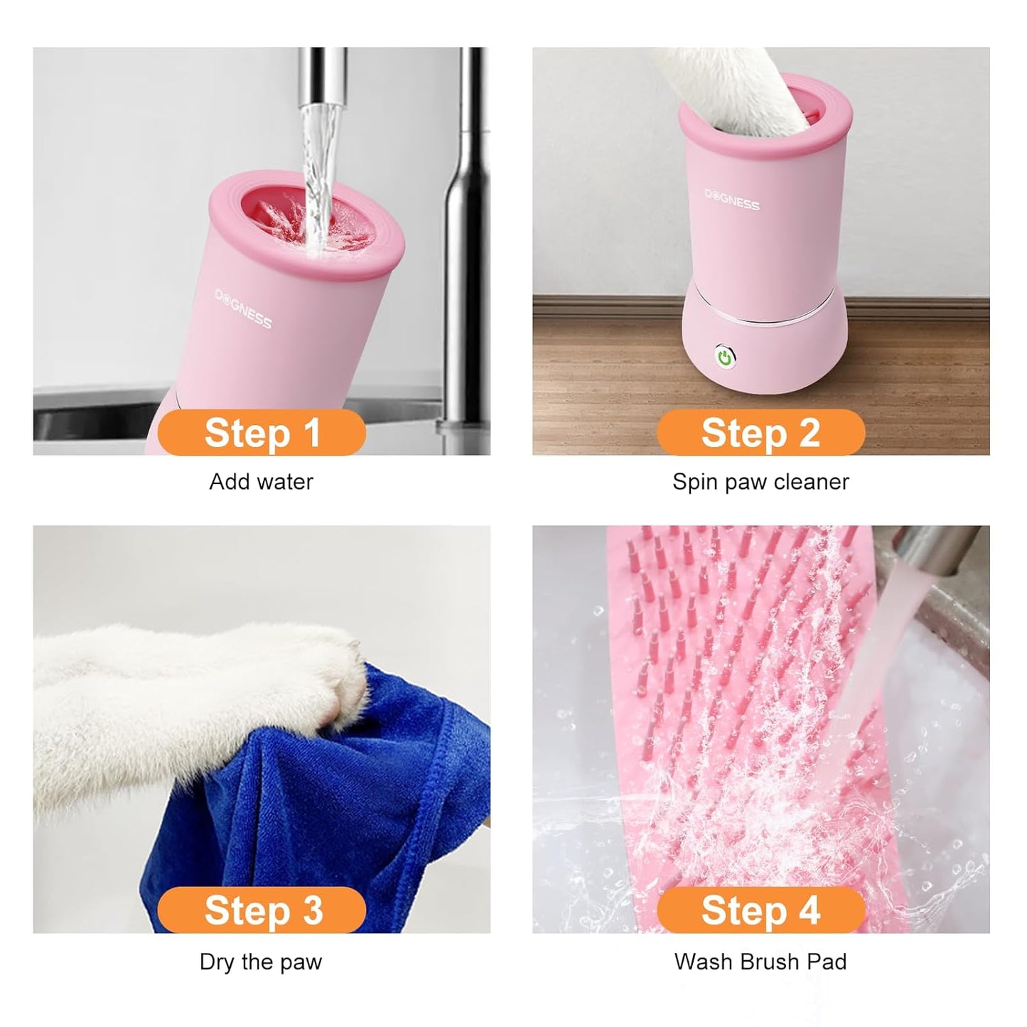 DOGNESS W01 Automatic Dog Paw Cleaner for Small to Medium Dogs (White)