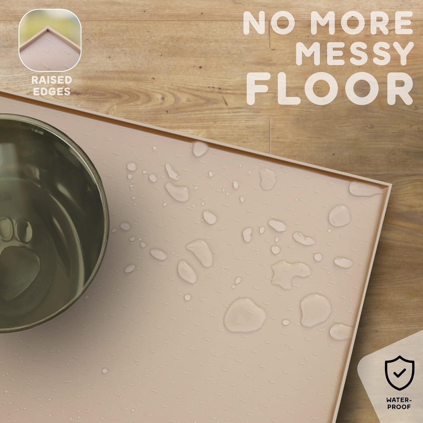 Dog Food Mat - Raised Edges Dogs Mat for Food and Water Prevent Spill, Waterproof Cat Food Mats Protect Floors, Easy Clean Dog Bowl Mats for Food and Water, Silicone Pet Feeding Placemats