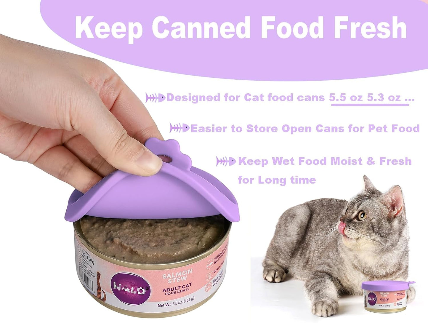 COMTIM Cat Food Can Covers Lids for 5.5 oz Cans, 2 Pack Silicone Cat Food Can Lids for 5.5 oz 5.3 oz Cans...Pet Food Can Covers Reusable Can Toppers Savers for Wet Food