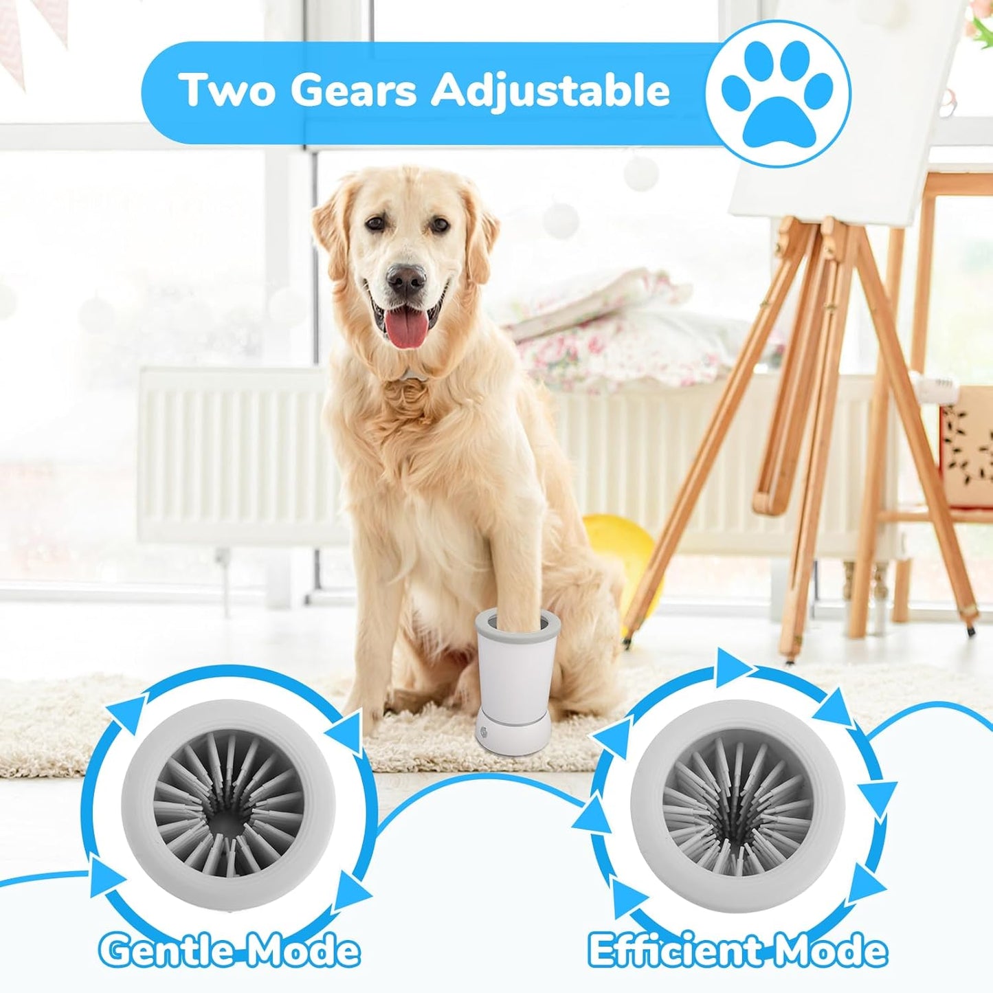 Automatic Dog Cleaner Washer and Massager, Electric Pet Foot Paws Washer for Dogs Cats, USB Portable Dog Feet Cleaner Cup for Small to Medium Dogs, Pet Grooming Supplies(White)