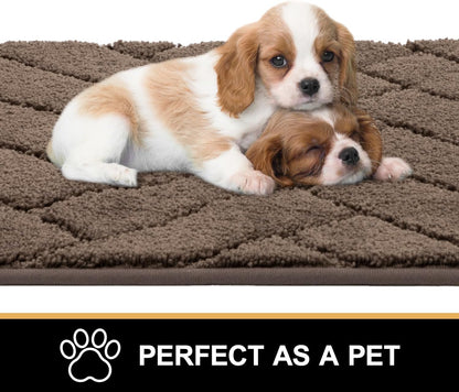 Tindbea Dog Mat for Mud Paws,Absorbs Moisture Dirt Non-Slip Washable Mud Mat for Dogs,Soft Rubber Backing Front Inside Pet Rug for Entryway, Dog Paws, Patio(20"x48",Charcoal)