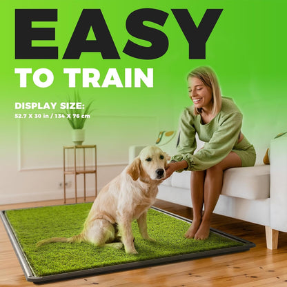 Hompet Dog Grass Pad with Tray Large, 35"x22.5", 2 Reusable Artificial Turf for Dogs Potty, Waterproof Non-Slip Washable Pee Pads, Quickly Absorbency Portable Dog Litter Box for Indoor/Outdoor Use
