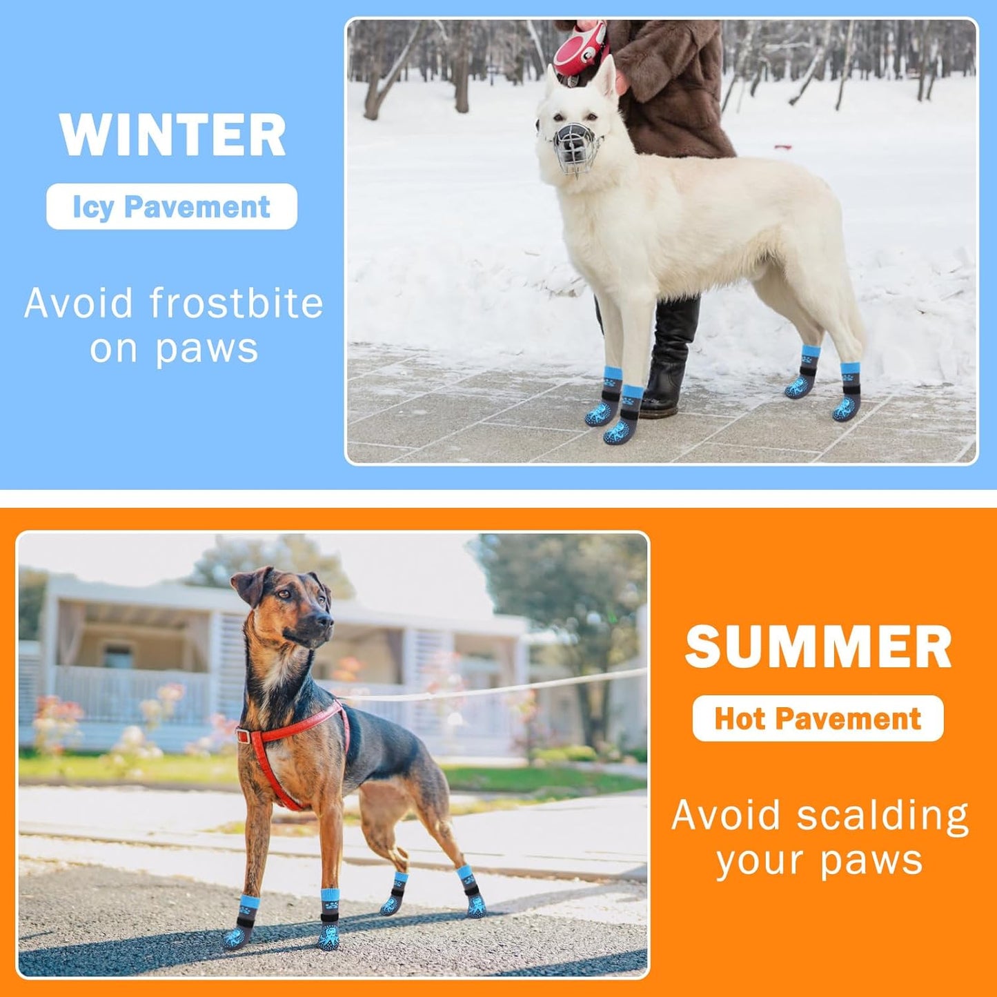 SCENEREAL 6Pcs Anti Slip Dog Socks to Prevent Licking Paws for Hot/Cold Pavement, Dog Grippy Socks for Hardwood Floors, Dog Shoes for Boots & Paw Protectors for Puppy Small Medium Large Senior Dogs