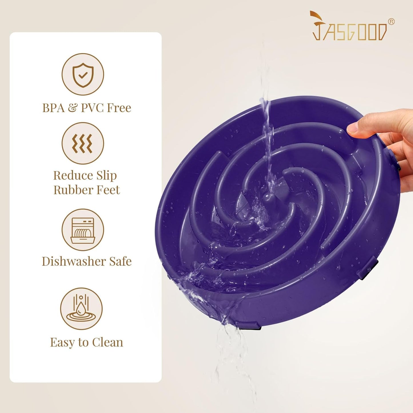 JASGOOD Slow Feeder Dogs Bowl for Large Medium Dogs,Anti-Gulping Pet Slower Food Feeding Bowls Stop Bloat,Preventing Choking