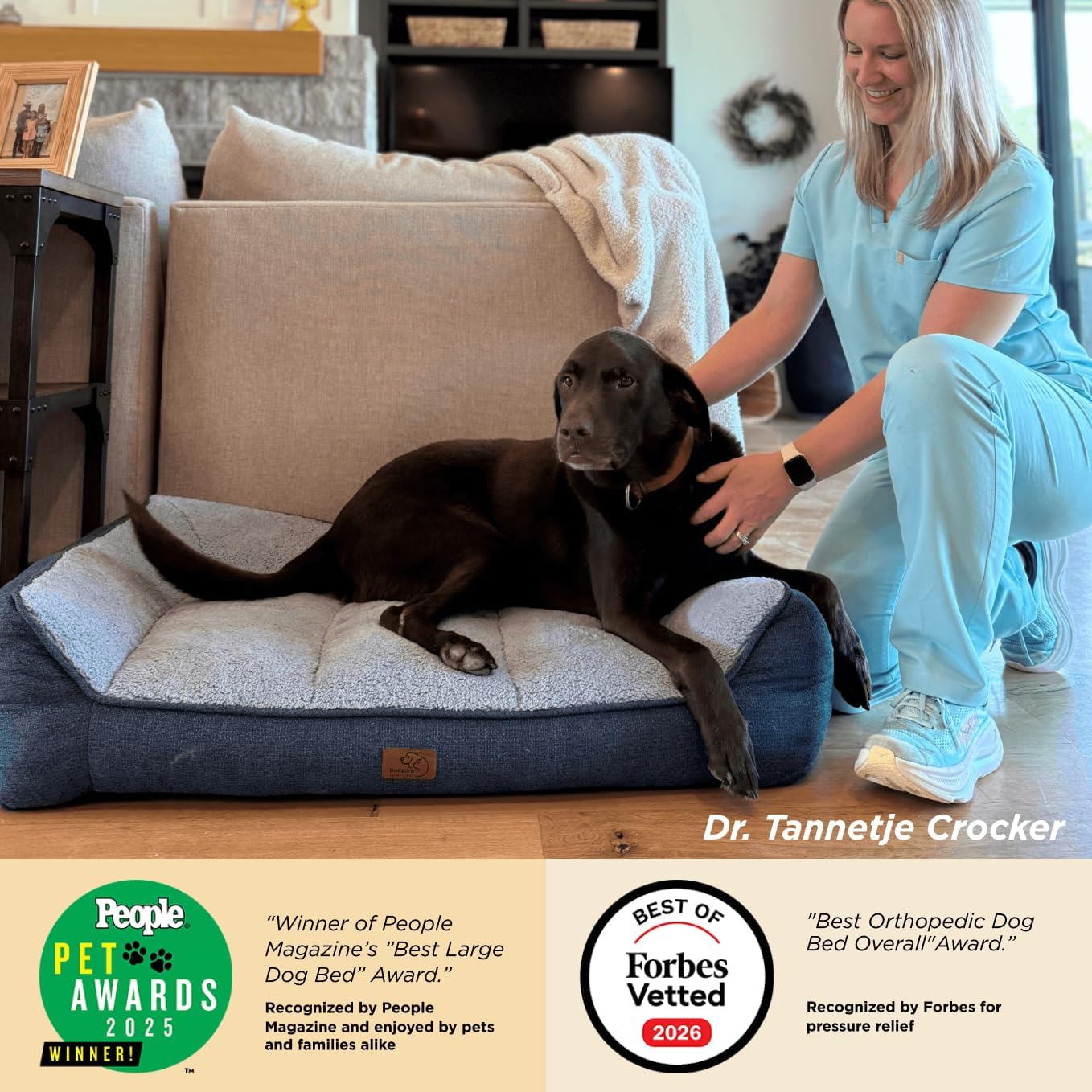 Bedsure SupportMax™ XL Pro Orthopedic Dog Beds Large Sized Dog - Extra Thick Supportive Dogs Couch with Waterproof Washable Cover, Extra Large Comfort Pet Sofa with Sherpa & Nonskid Bottom, Grey, 45"