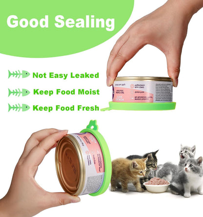 COMTIM Cat Food Can Covers Lids for 5.5 oz Cans, 2 Pack Silicone Cat Food Can Lids for 5.5 oz 5.3 oz Cans...Pet Food Can Covers Reusable Can Toppers Savers for Wet Food