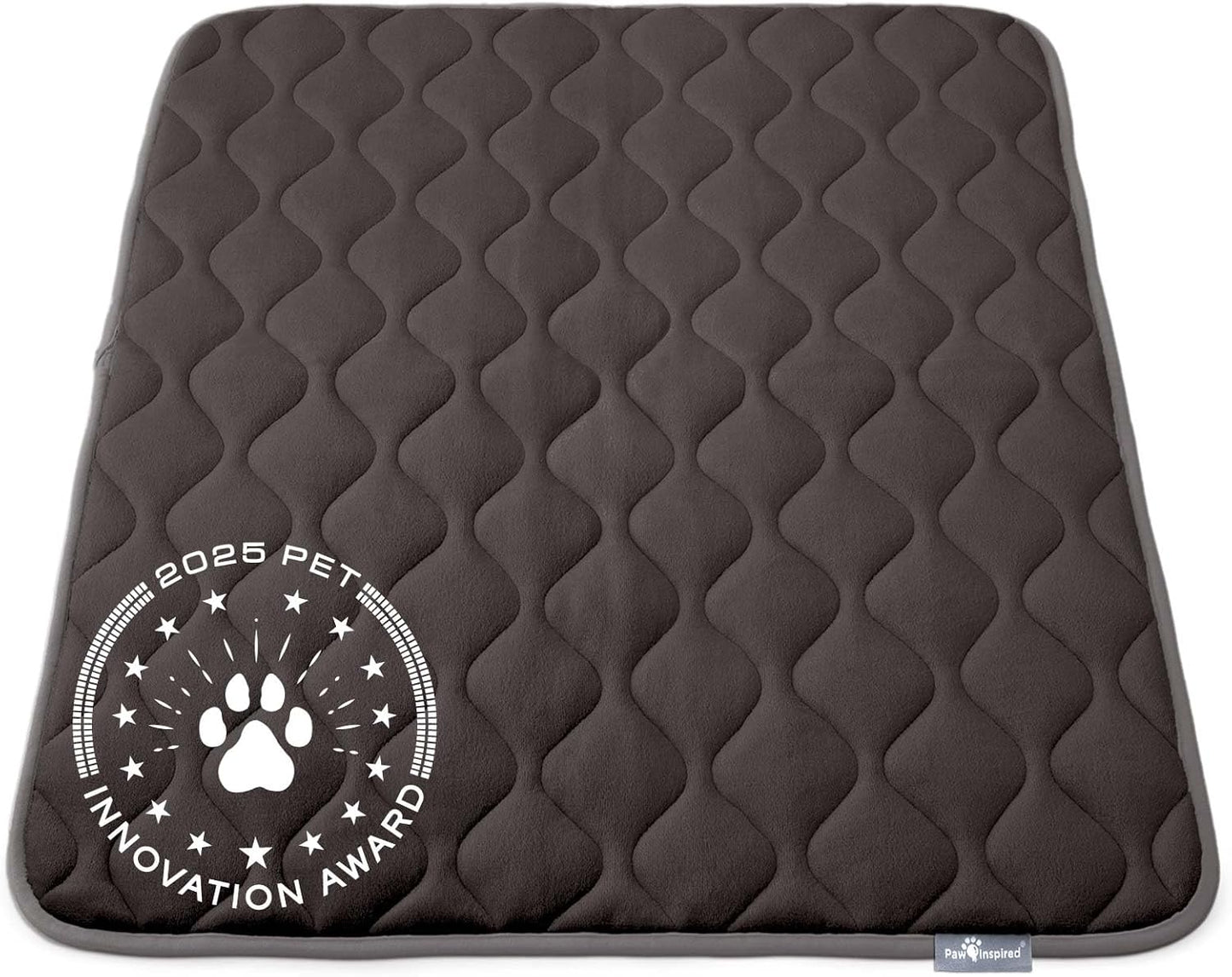 Paw Inspired Washable Padded Crate Mats for Dogs | 29” x 18” Pad, Fits 30-inch Kennels | Leakproof, Waterproof Bottom, Plush Pet Beds (Gray)