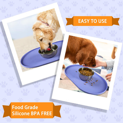 100% Waterproof 0.5" Raised Edge BPA Free Silicone Dog Food Mat, Pet Cat Feeding Mats Contain Spills Protects Floors, Placemats for Cats and Dogs Water Bowl Dishwasher. (Small, Gray)