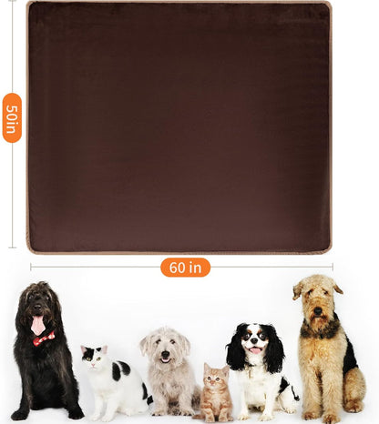 Waterproof Dog Blankets Pet Blanket 50"x60", Soft Fluffy Sofa Car Bed Protector, Reversible Sherpa Fleece Dog Blanket for Large Dogs (Dark Grey-Paws)