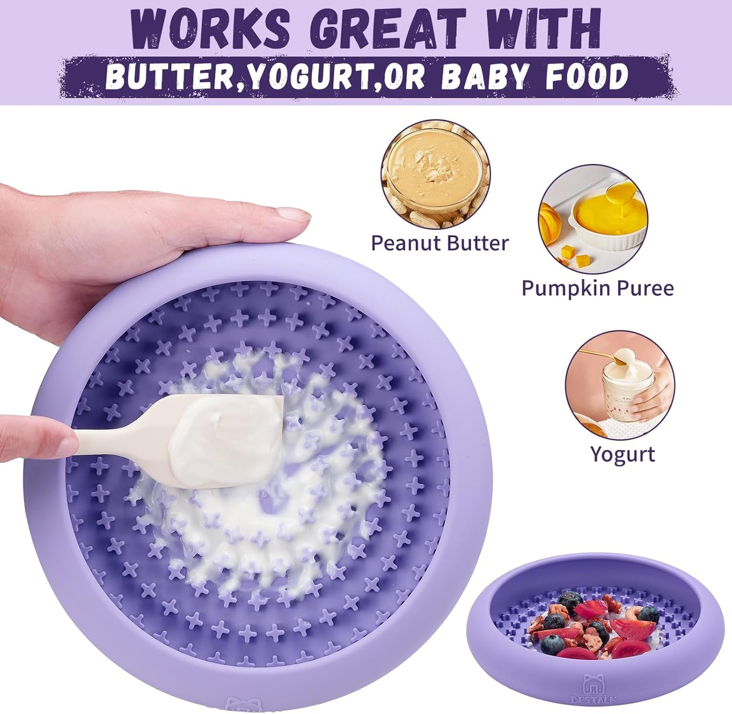 Dog Lick Bowl, Bestalk Anxiety Relief Slow Feeder Dog Lick Mat Treat Dispenser, Non-Slip Licking Bowl Enrichment Toys, BPA Free Silicone, Dishwasher Safe