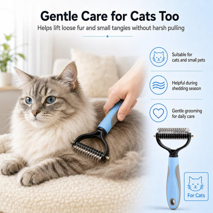 Pet Knotter Dog Grooming, Professional Deshedding Brush Cat Brushes for Shedding Comb Remove Loose Hair Undercoat Fur and Knots Safely Double Sided Dematting Detangler Remover Removing Flea Rake