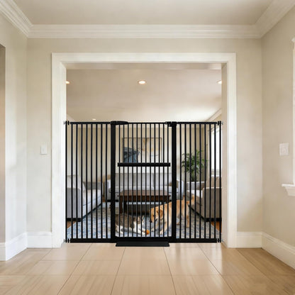 Lumizone Extra Tall Cat Gate 61.02" High Pressure Mounted Extra Wide 30.12"-34.05" (17Sizes) 1.37" Gap No Drilling Auto-Close Tall Pet Gate for Dogs (Black, 30.12"-34.05" W)