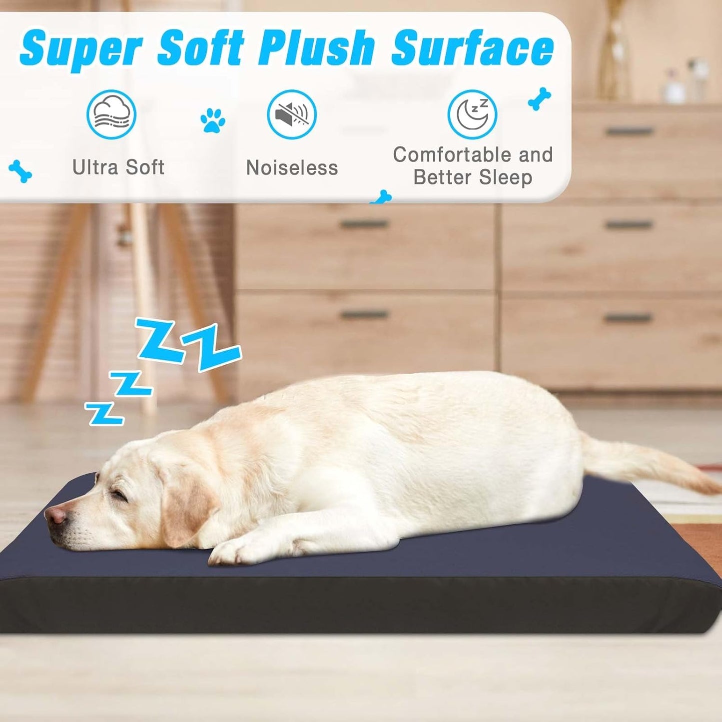 Dog Bed Covers Replacement Washable 100% Waterproof Dog Bed Sheets, Soft & Noiseless Pet Bed Cover, 2 Pack, 30" x 20" Beige