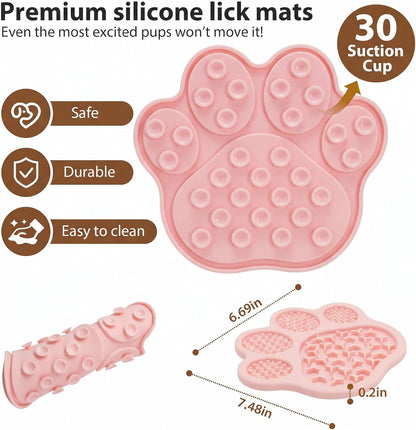 Lick Mat for Dogs and Cats, Slow Feeder Mats with Suction Cups - Bathing, Grooming and Training, Anxiety Relief Feeding Pad,Dishwasher-Safe Yellow