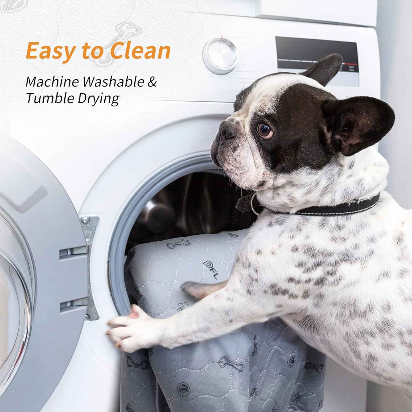 Washable Pee Pads for Dogs, 2Pack Reusable Puppy Pads, Absorbent Whelping Pads with Bone Print, Non-Slip Waterproof Pet Training Pads for Couch, Crate, Potty Training 18x24