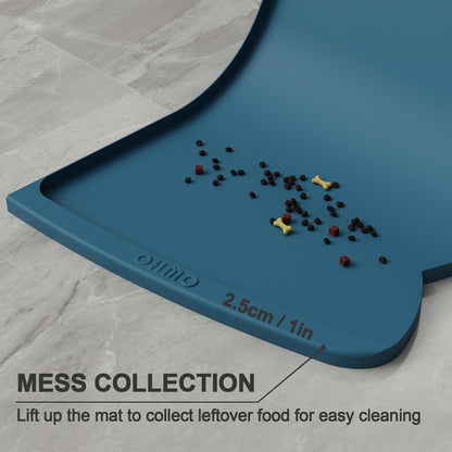 OHMO - Cat Food Mat, Silicone Pet Feeding Mat for Floor Non-Skid Waterproof Dog Water Bowl Tray, Easy to Clean Pet Placemat (Erythrinus, 18 * 9.8'')