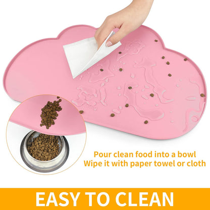 Ptlom Silicone Pet Placemat for Dogs and Cats, Non-Slip Waterproof Dog Feeding Bowl Mats for Food and Water, Small Medium Large Pet Puppy Tray Mat Prevent Residues from Spilling onto The Floor, Beige