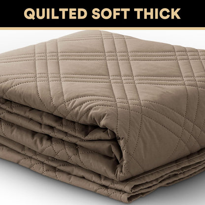 PrinceDeco 100% Waterproof Couch Cover for 3 Cushion Couch Sofa Pet Friendly Non-Slip Couch Cover for Dogs Washable Water Resistant Furniture Protector with Elastic Straps(Sofa 68", French Oak)