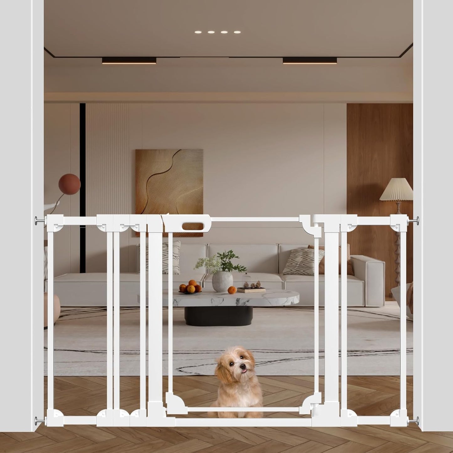 WAOWAO Clear Baby Gate for Stairs Modern Design Acrylic Auto Close Pet Gate, 29.52-37.79" Wide Safety Baby Gate for Doorways,White Clear Dog Gates Indoor, Hallways,Kitchen