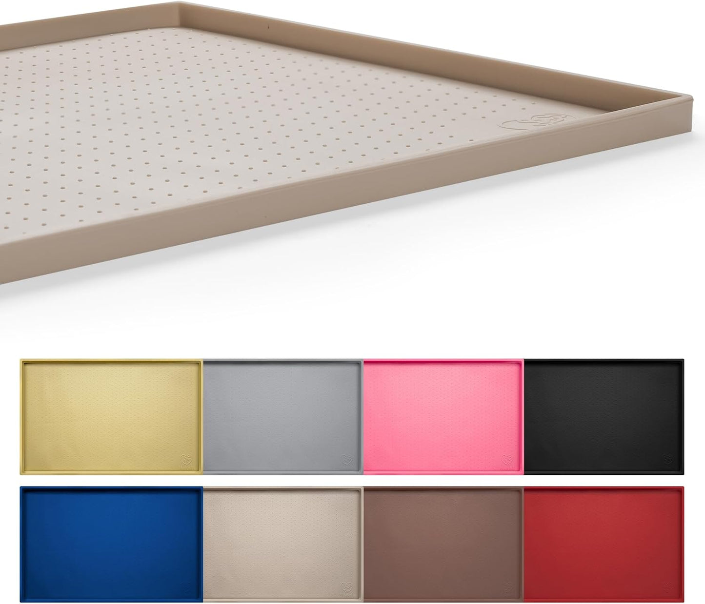 Hubulk Dog Feeding Mat,100% Waterproof Food Grade Silicone Pet Food and Water Bowl Placemat,Dishwasher, High Raised Edge to Prevent Spills,Nonslip Tray to Stop Messes on Floor (19"x12"x0.5", Grey)