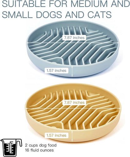 Slow Feeder Dog Bowls, Puzzle Silicone Dog Feeding Bowls with Suction Cups, Anti-Choking, Non-Slip Design, Reduces Boredom, Anxiety, Ideal for Medium to Small Dogs & Cats - XAQMHSW (Pink)