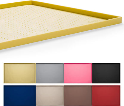 Hubulk Dog Feeding Mat,100% Waterproof Food Grade Silicone Pet Food and Water Bowl Placemat,Dishwasher, High Raised Edge to Prevent Spills,Nonslip Tray to Stop Messes on Floor (19"x12"x0.5", Grey)
